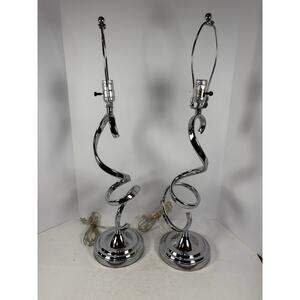 ORE International Industrial Table Lamp, Brushed Silver Coiled Set Of 2